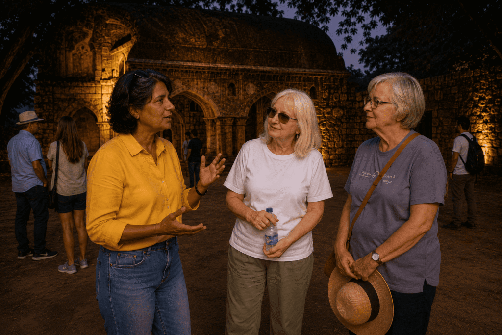 Agrsen ki Baoli Haunting story near Barkhamba metro station Harry is telling an old legend to American ladies