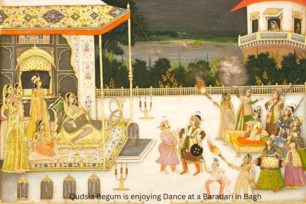 Qudsia Bagh Delhi A Heritage Walk with Guide & Nearest Metro 4 Qudsia Bagh Delhi A Heritage Walk, Our Guide told About the painting of Qudsia Begam at her Bagh and entertained by dancers and musicians