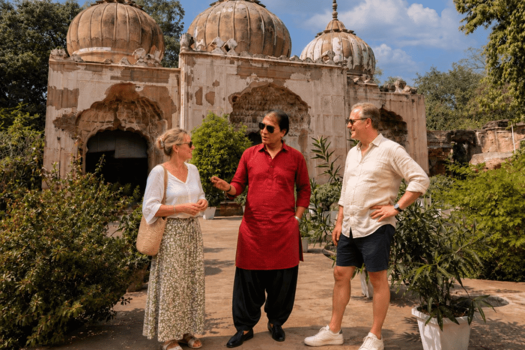Qudsia Bagh Delhi A Heritage Walk with Guide & Nearest Metro 3 Qudsia Bagh Delhi Walk with Guide - History & Nearest Metro, Australian couple staying at Maidens hotel at evening have a Qudusia garden heritage walk with tour guide