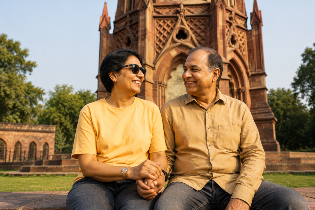 Mutiny Memorial Delhi Ajitgarh: Hidden History, Haunted Stories & Heritage Walk 5 Mutiny Memorial Delhi : Legendary 1857 History & Haunted Ridge Walk A couple is enjoying Sunday so peaceful and Romatic
