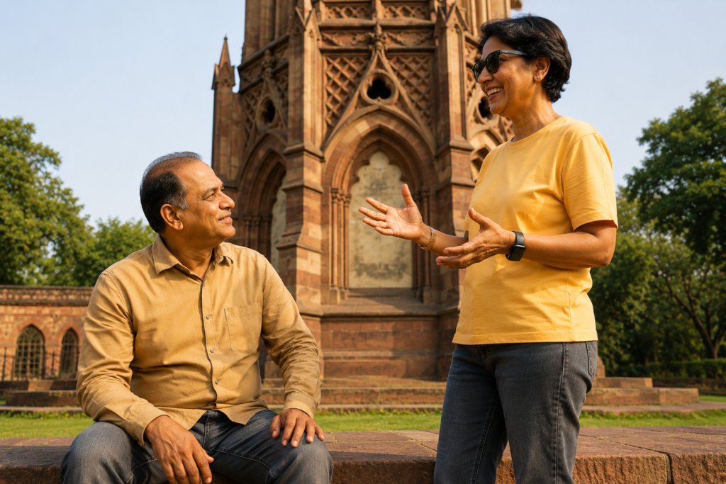 Mutiny Memorial Delhi Ajitgarh: Hidden History, Haunted Stories & Heritage Walk 4 Mutiny Memorial Delhi : A Powerful Story of History, Romance & Mystery, A couple from Gurugaon spending a great time together at Ajitghar