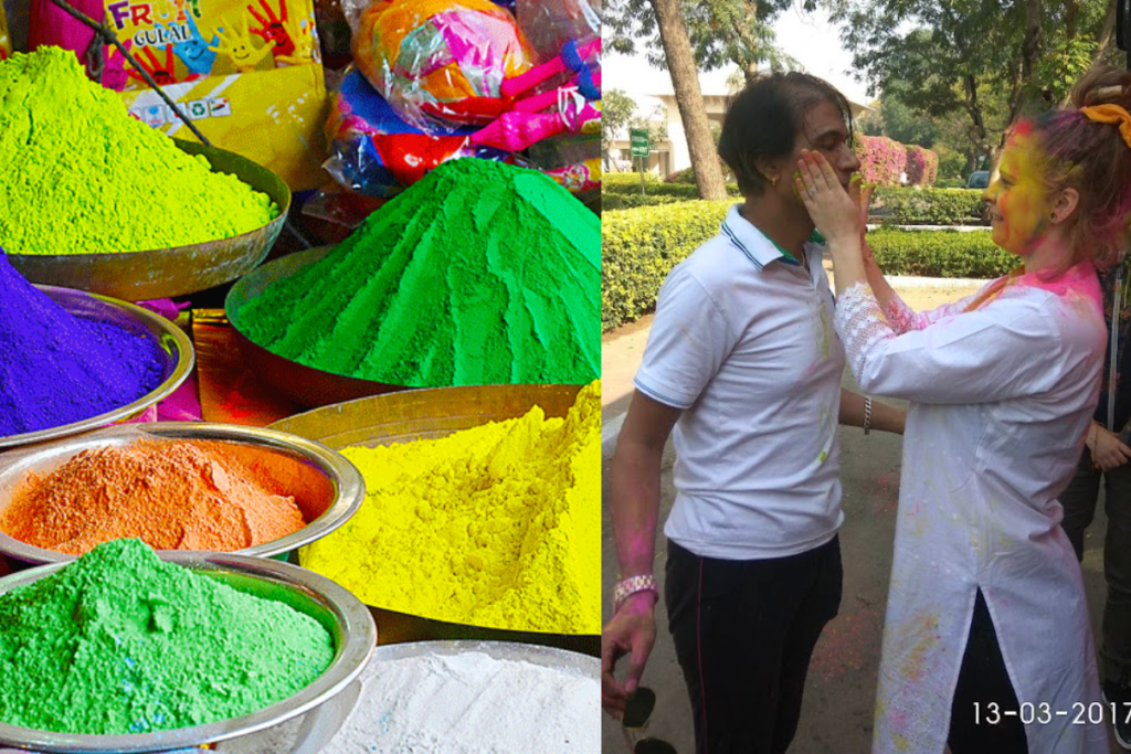 foreigners on holi in india