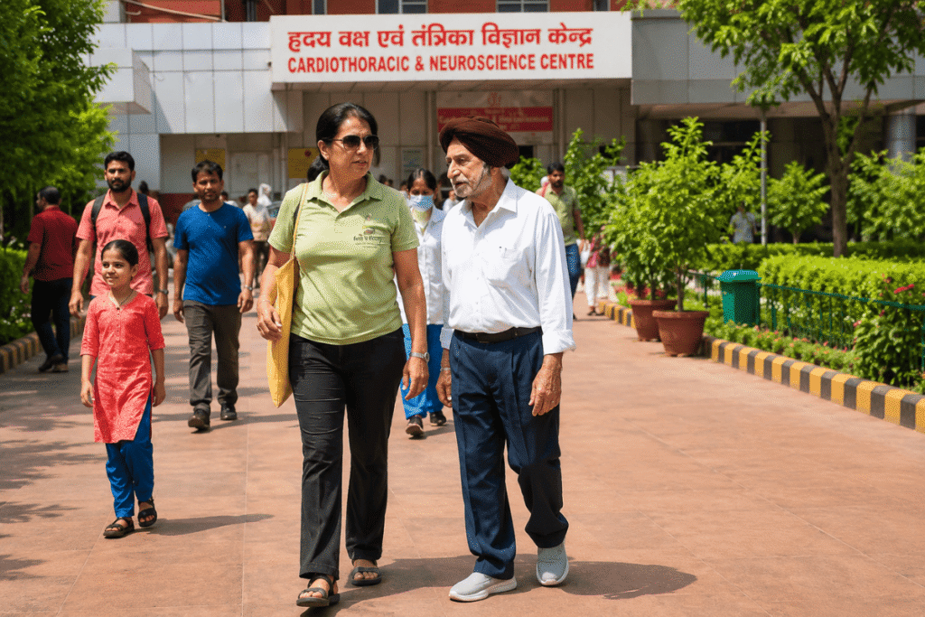 AIIMS Delhi Guide  assisting a Sikh elder man at Neuro Department– Complete Information for Patients & Visitors