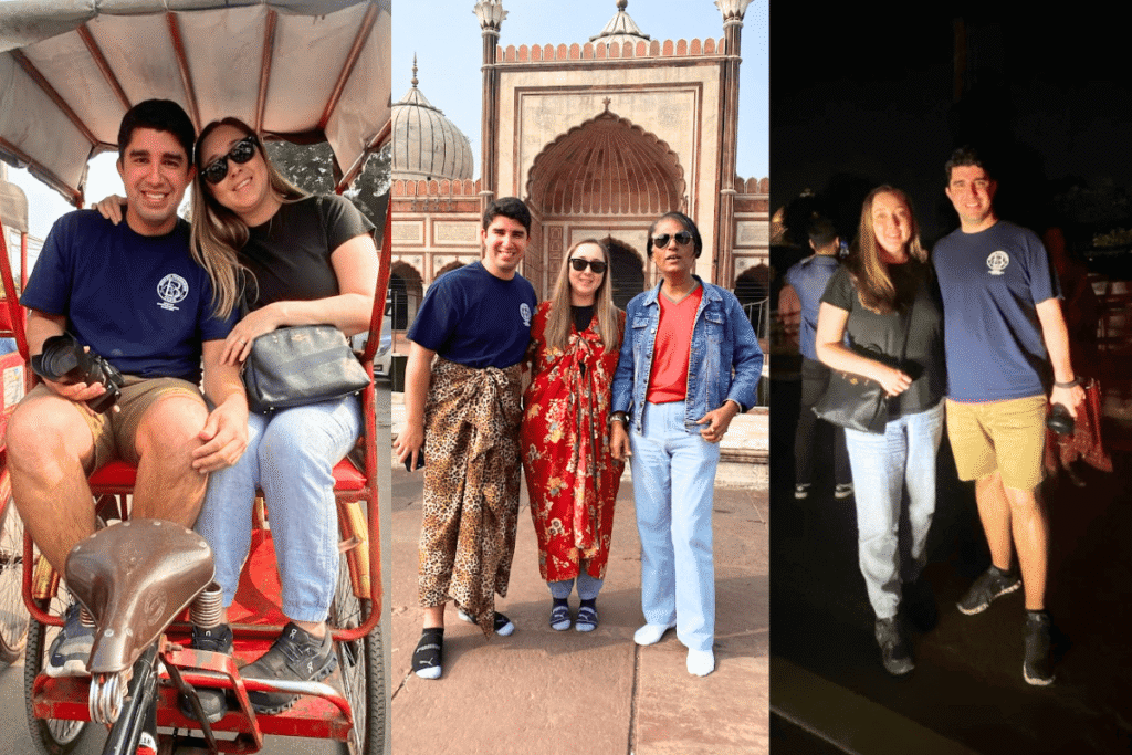 Delhi tour guide with Foreign tourists exploring Jama Majid Delhi
