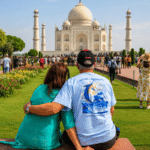Delhi to Taj Mahal Private Tour | Same Day Agra Trip by Car An American Couple Feeling Love at Taj Mahal