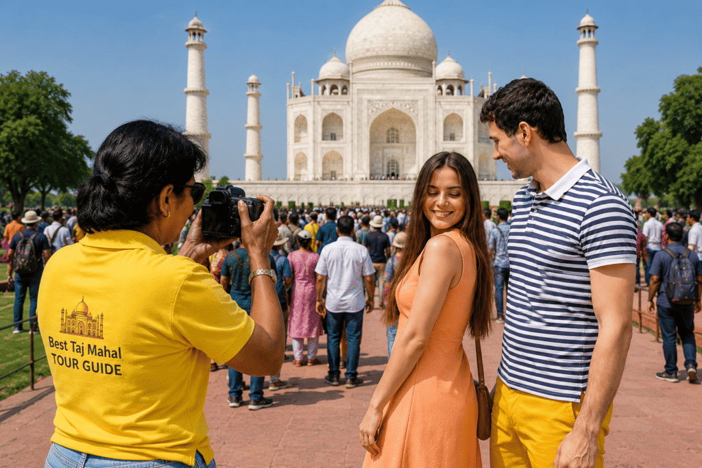 Delhi to Taj Mahal Private Tour | Same Day Agra Trip by Car 10 Michael Thompson – United Kingdom having a memorable pose at Taj Mahal on a day trip with Go with Harry