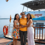Delhi's Namo Yamuna River Cruise Guide – Ticket Timing & Nearest Metro Delhi Yamuna River Cruise – Complete Guide to Delhi’s New Sunset Boat Ride Experience, Young Boys and Girls enjoying taking selfie with Namo Boat