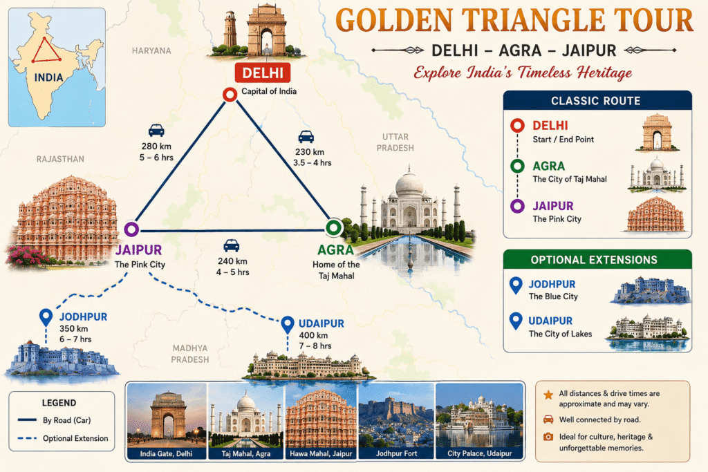Golden Triangle Tour with Guide from Delhi to Agra and Jaipur